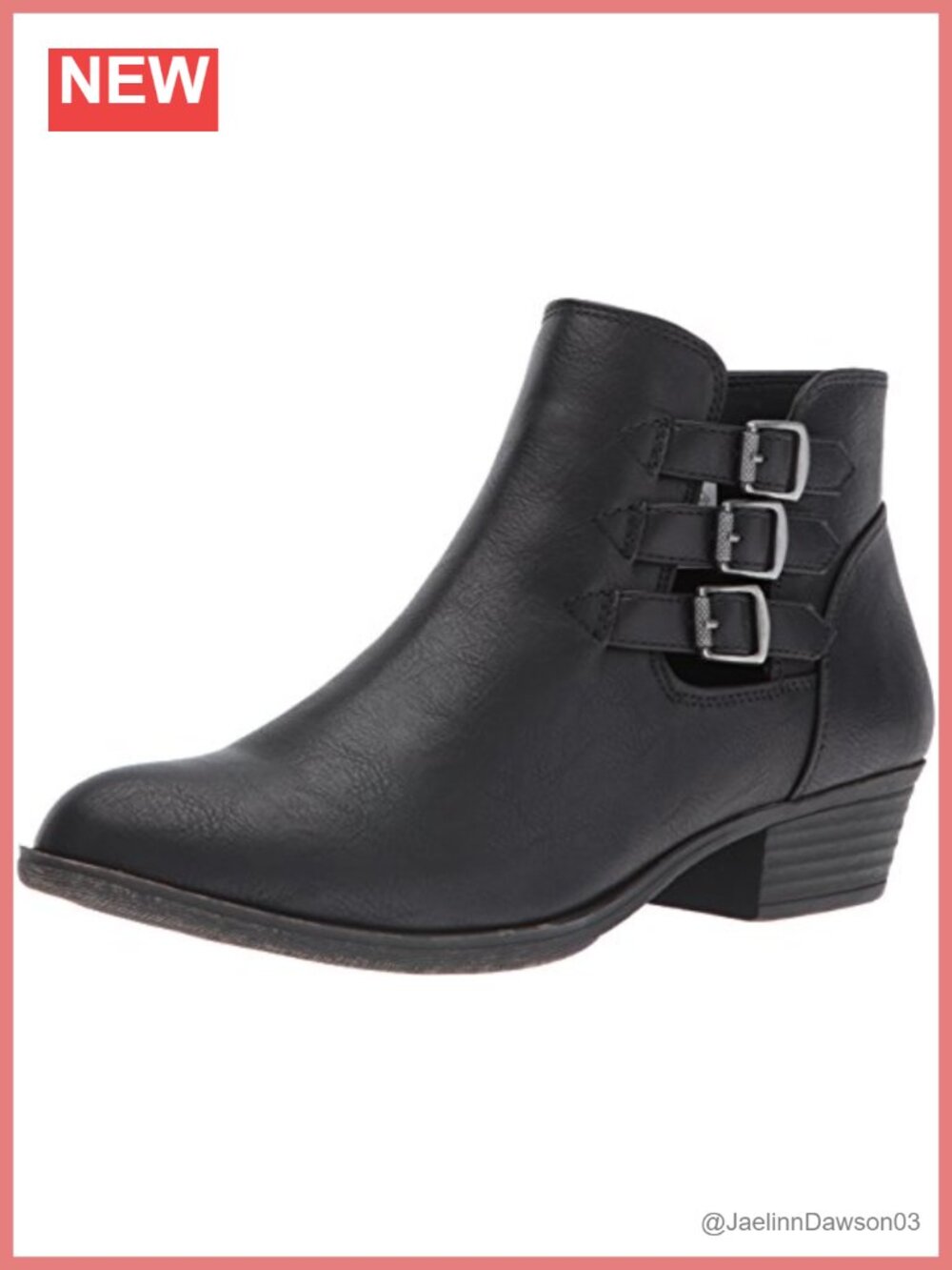 Faux Leather Ankle Booties with Block Heel and Side Zip
